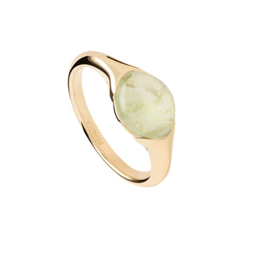 Γυναικείο δαχτυλίδι PDPAOLA AN01-D93 Prehnite Bay Ring κατασκευασμένο από ασήμι 925 επιχρυσωμένο με πράσινο ηλιόλιθο